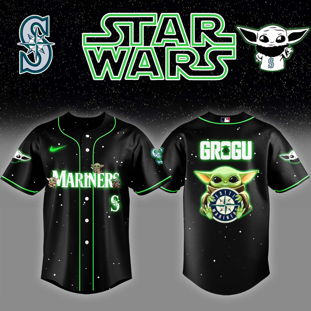 Seattle Mariners x Stars Wars Grogu Night Baseball Jersey Editions Limited v3