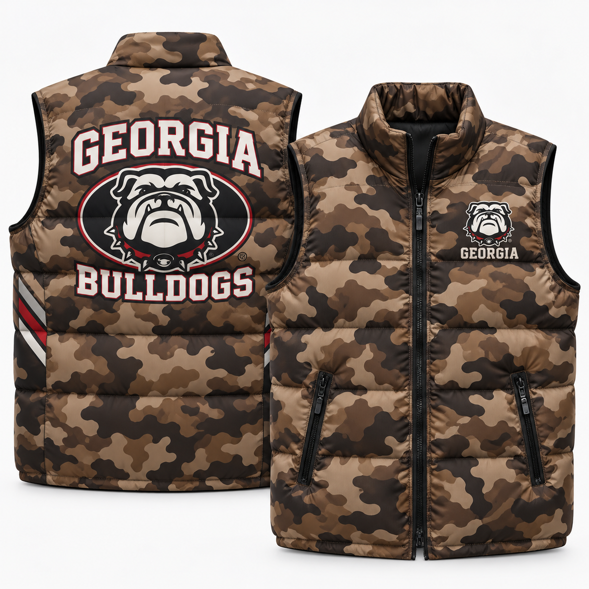 UGA 2026 Military Appreciation Camo Puffer Vest - Printed