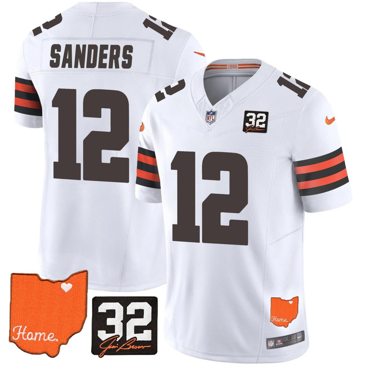 Browns #32 Jim Brown Memorial & Home Patch Vapor Limited Jersey N1 - Stitched
