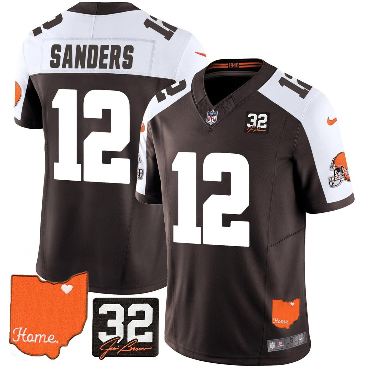 Browns #32 Jim Brown Memorial & Home Patch Vapor Limited Jersey - Stitched
