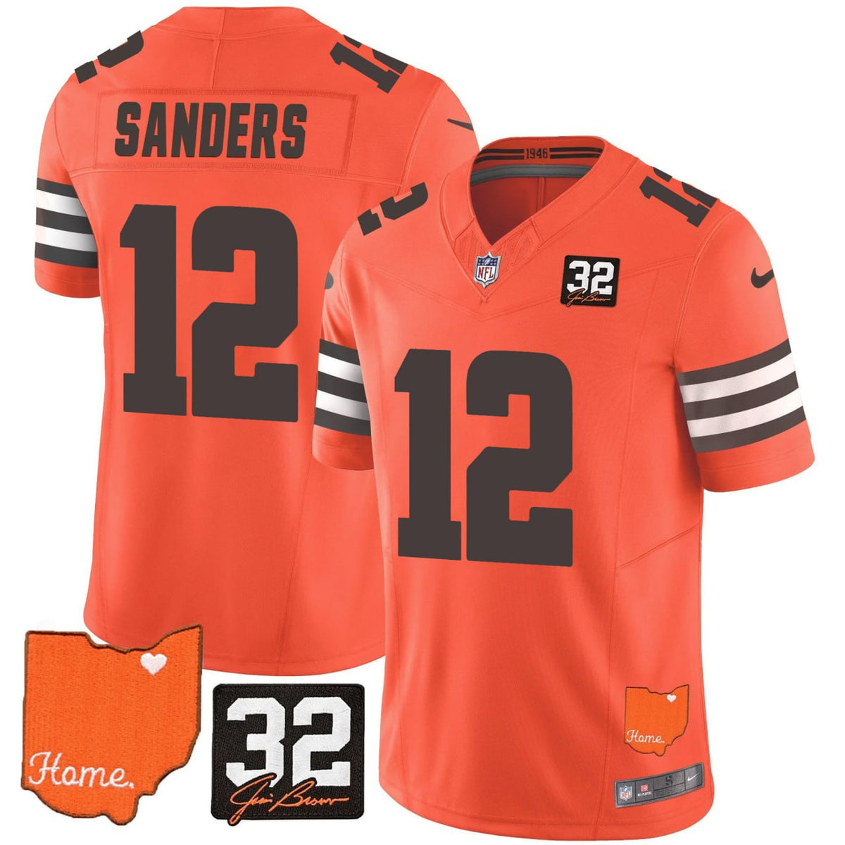Browns #32 Jim Brown Memorial & Home Patch Vapor Limited Jersey N1 - Stitched