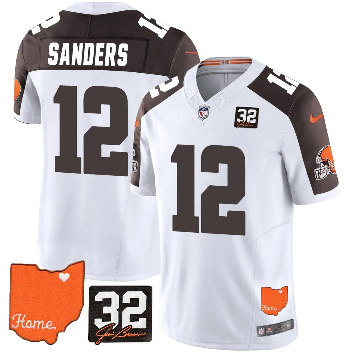 Browns #32 Jim Brown Memorial & Home Patch Vapor Limited Jersey N1 - Stitched