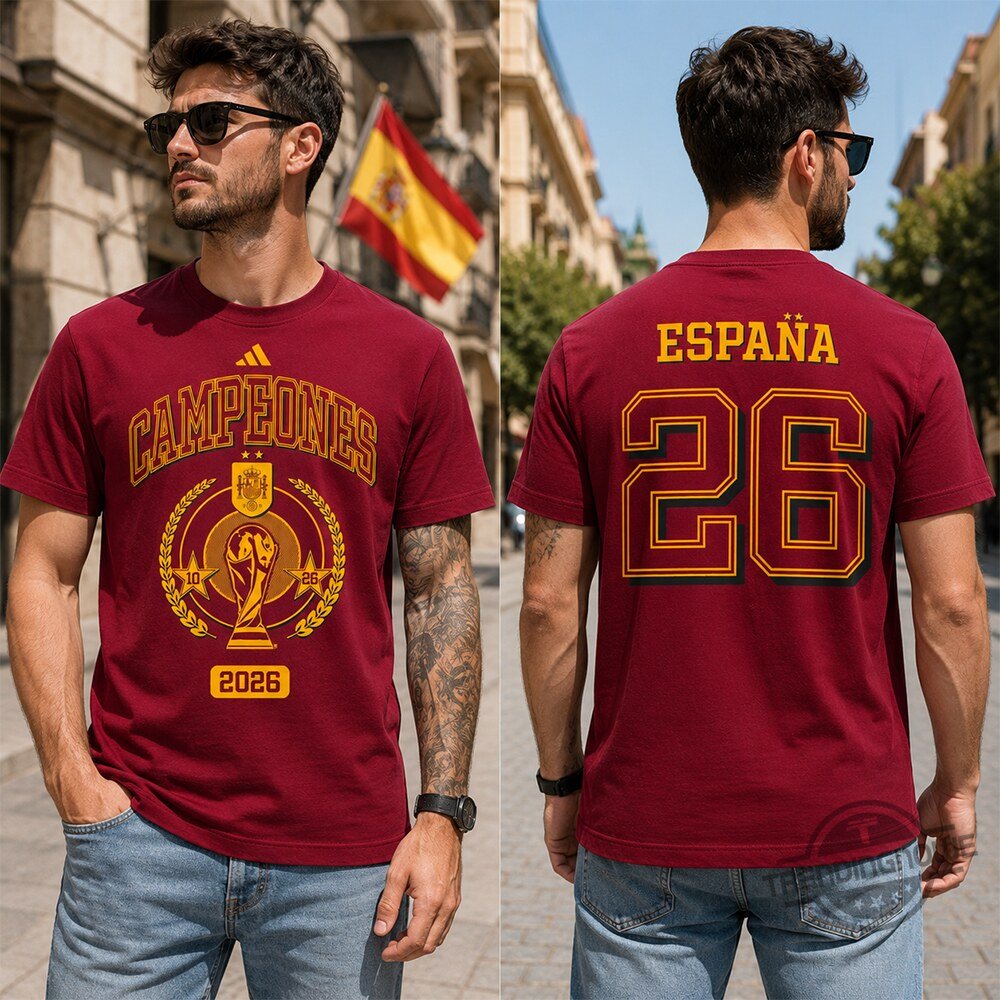 Spain 2026 Soccer Champions Two Side T-Shirt
