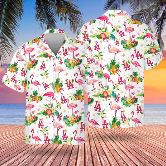 LAD Flamingo Hawaiian Design Button Shirt